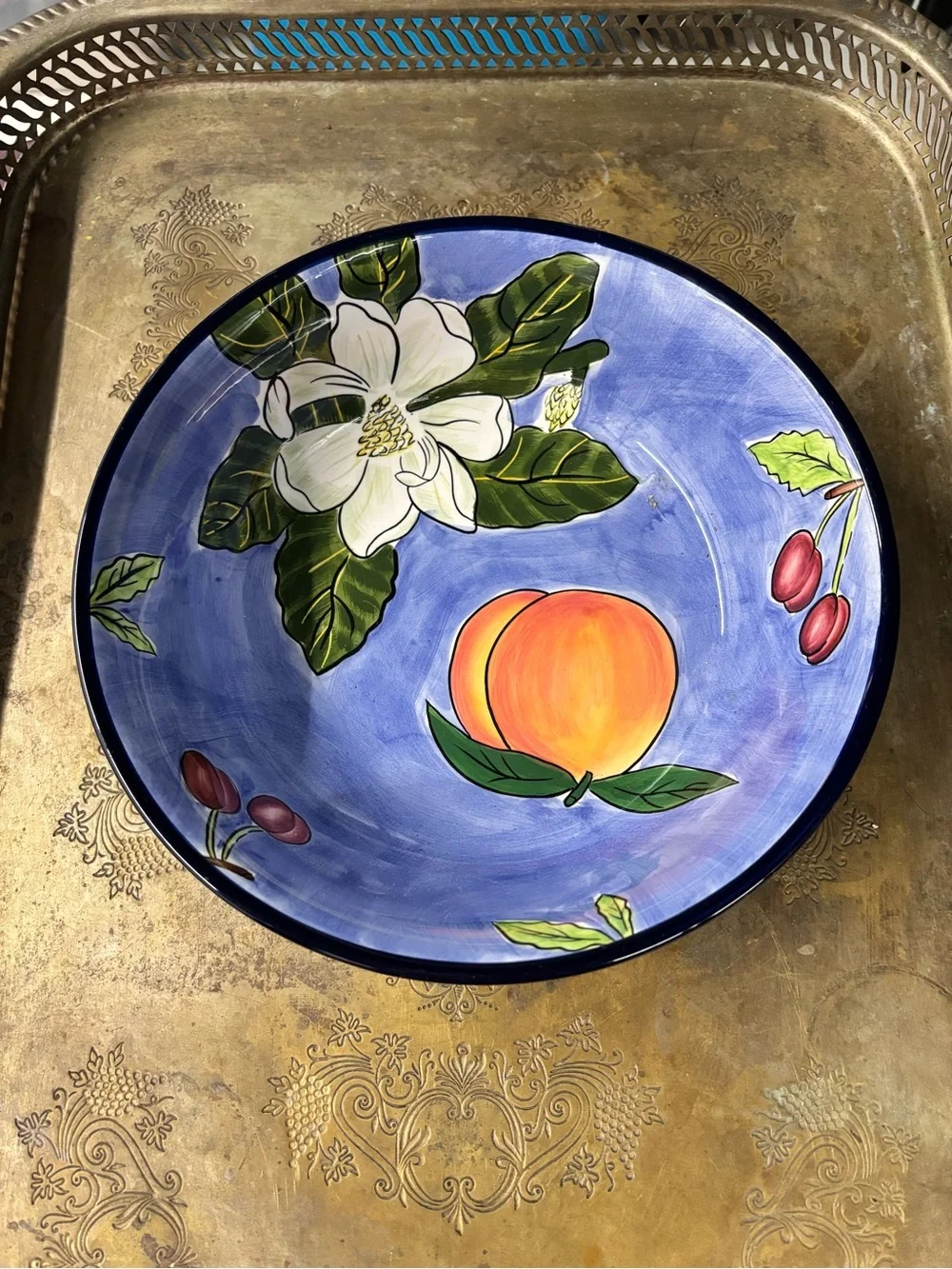Inspirado Stonelite Peach, Cherries & Hibiscus Large Bowl